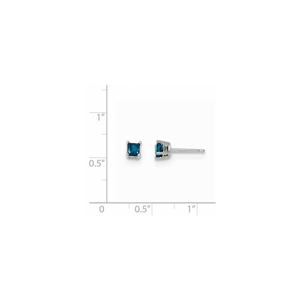 14K Weißgold Ohrstecker mit 0,50 ct. blauen Diamanten