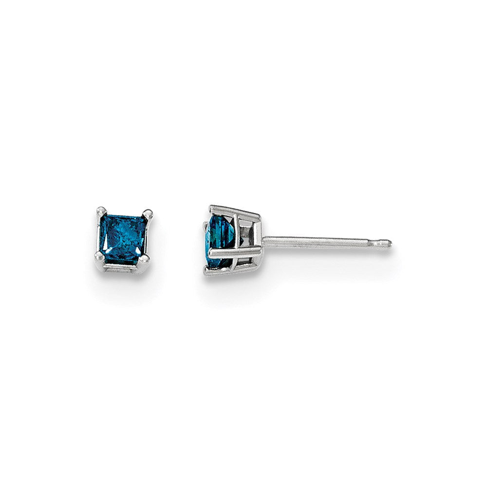 14K Weißgold Ohrstecker mit 0,50 ct. blauen Diamanten