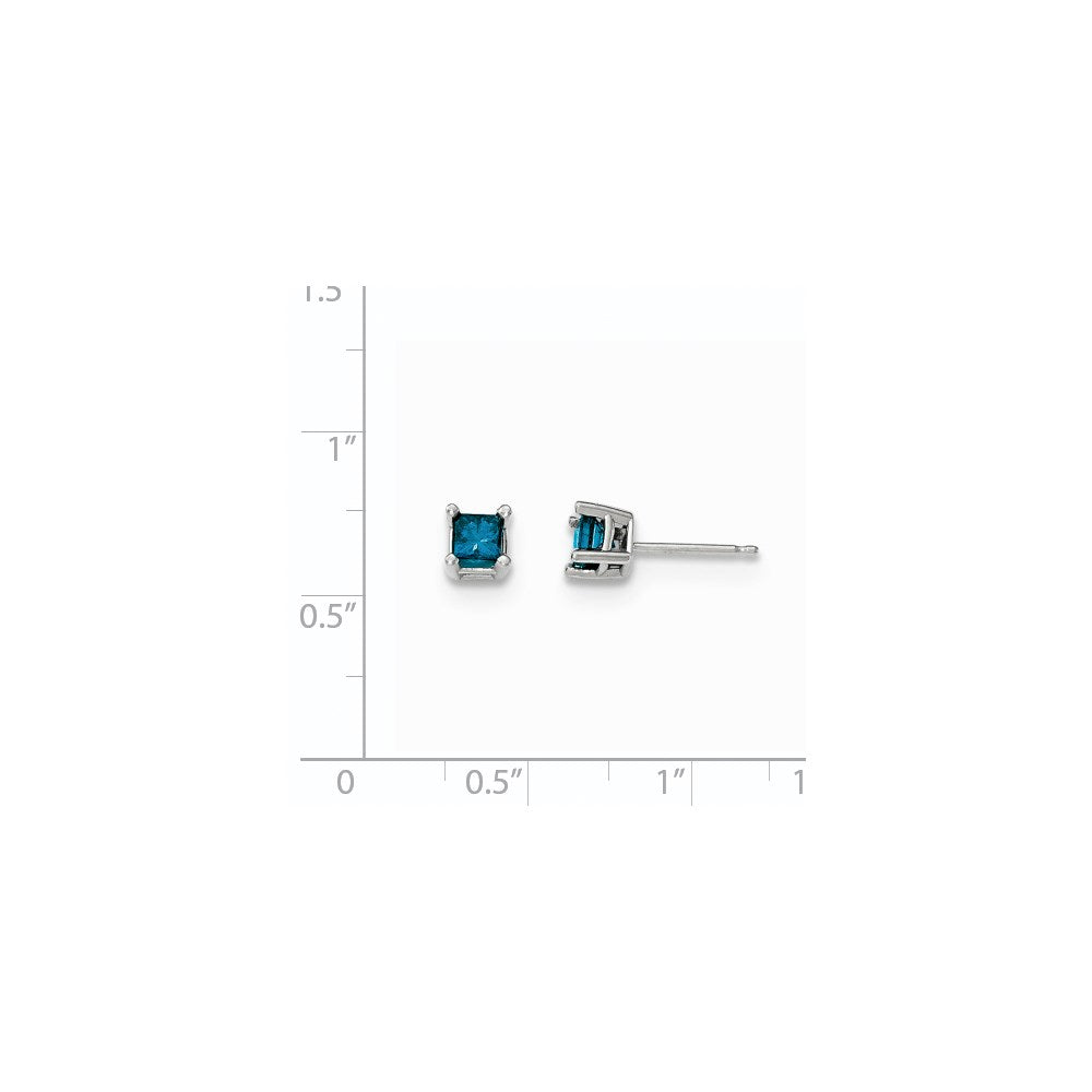 14K Weißgold Ohrstecker mit 0,75 ct. blauen Diamanten