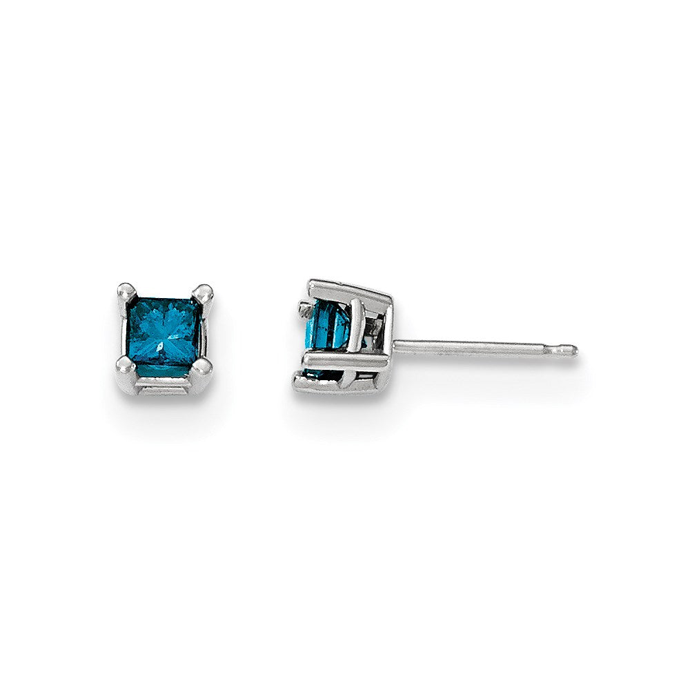 14K Weißgold Ohrstecker mit 0,75 ct. blauen Diamanten