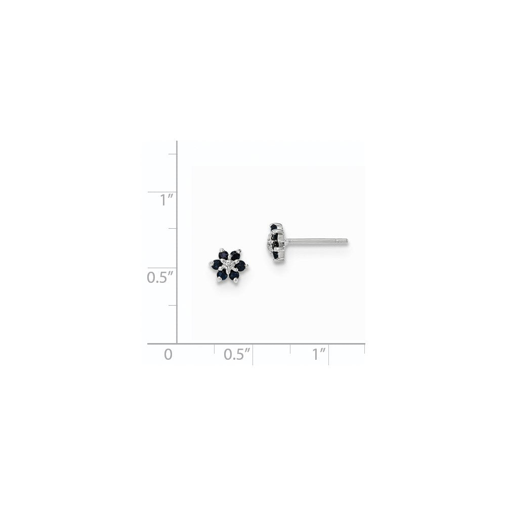 14K Weißgold Poliert Saphir & Echt Diamant Ohrstecker