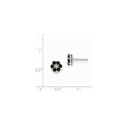 14K Weißgold Poliert Saphir & Echt Diamant Ohrstecker