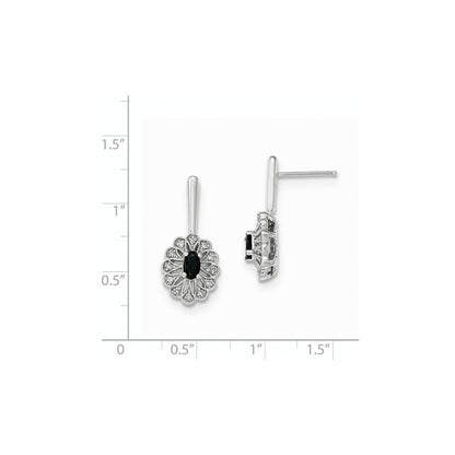 14K Weißgold Echt Diamant und Saphir Stecker Ohrhänger