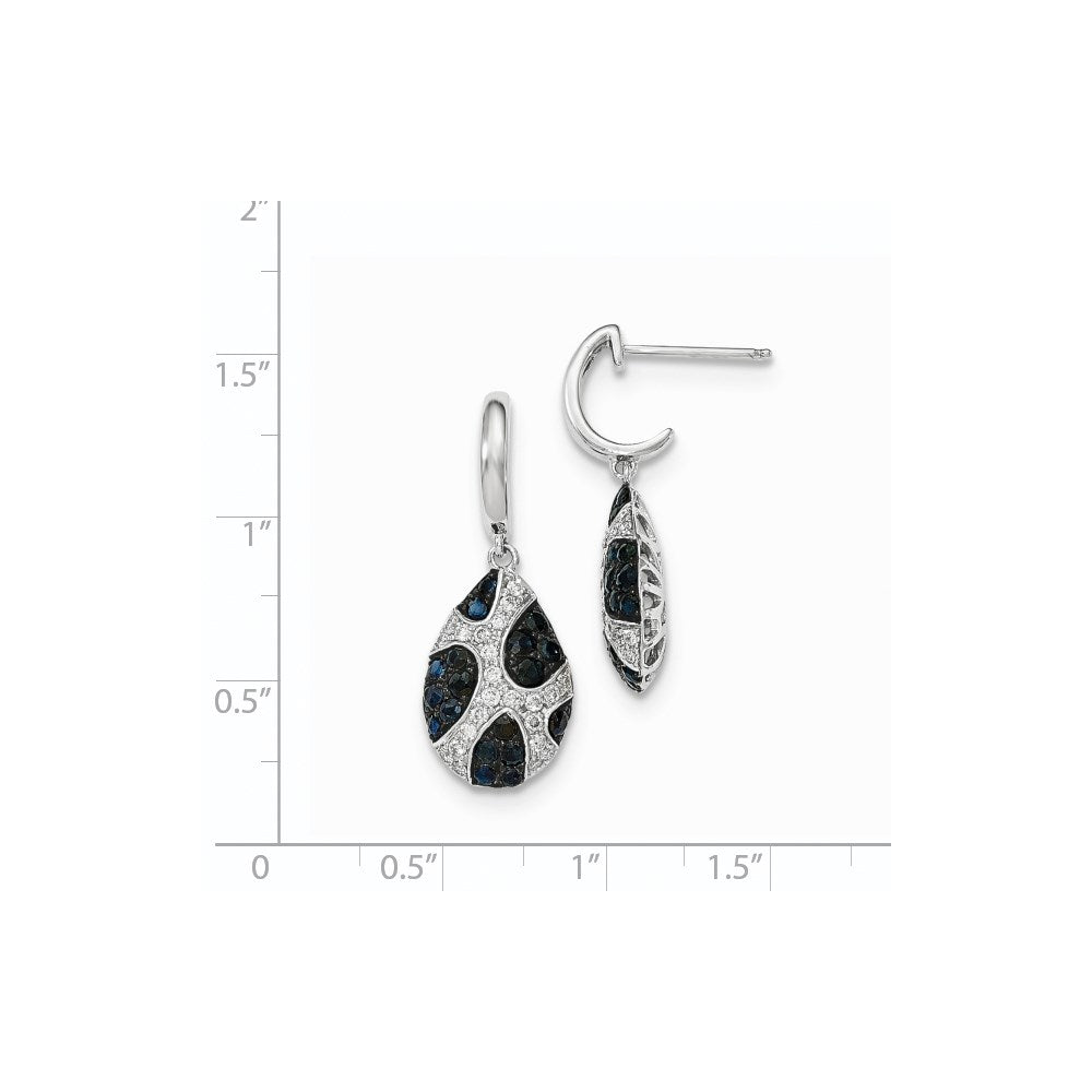 14K Weißgold Echt Diamant und Saphir Tropfen Stecker Ohrhänger