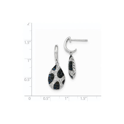 14K Weißgold Echt Diamant und Saphir Tropfen Stecker Ohrhänger