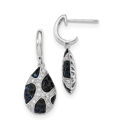 14K Weißgold Echt Diamant und Saphir Tropfen Stecker Ohrhänger