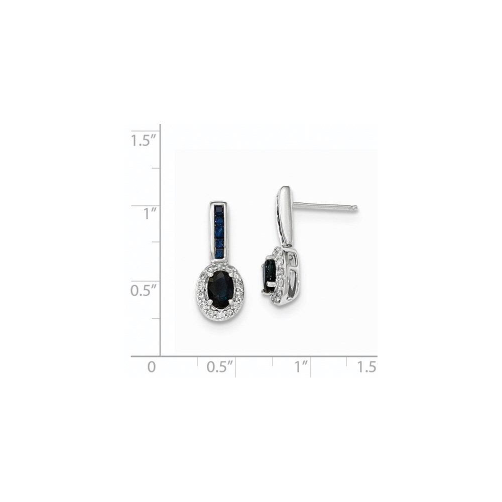 14K Weißgold Echt Diamant und Saphir mit Heiligenschein Stecker Ohrhänger
