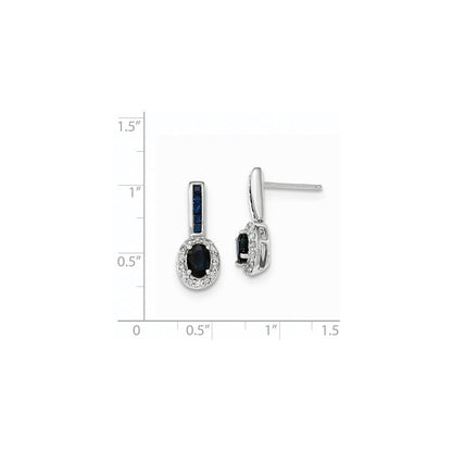 14K Weißgold Echt Diamant und Saphir mit Heiligenschein Stecker Ohrhänger