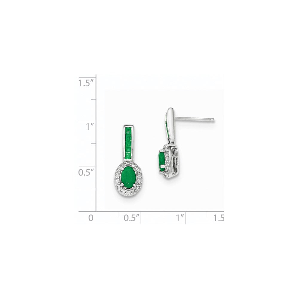 14K Weißgold Echt Diamant und Smaragd mit Heiligenschein Stecker Ohrhänger