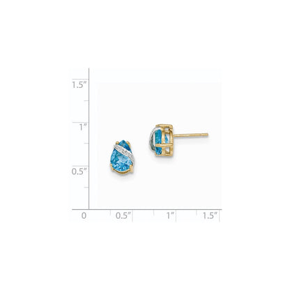 14K Gelbgold Blautopas und Echt Diamant Ohrringe