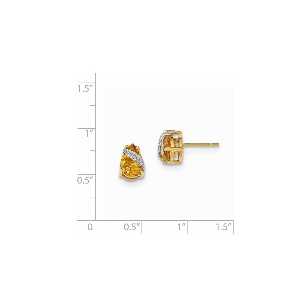 14K Gelbgold Citrin und Echt Diamant Ohrringe
