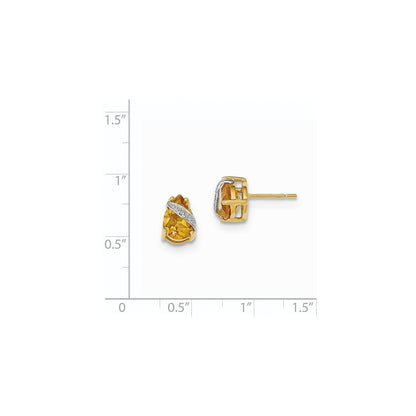 14K Gelbgold Citrin und Echt Diamant Ohrringe