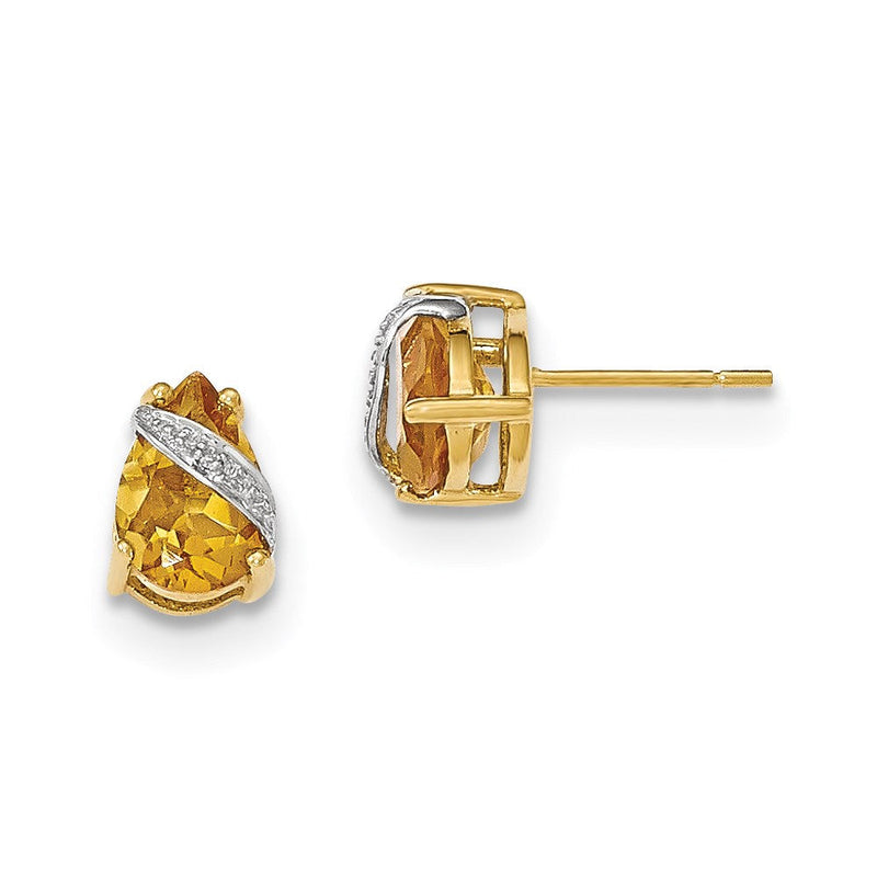 14K Gelbgold Citrin und Echt Diamant Ohrringe