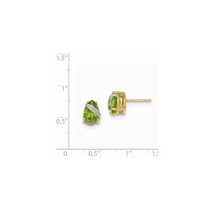 14K Gelbgold Peridot und Echt Diamant Ohrringe