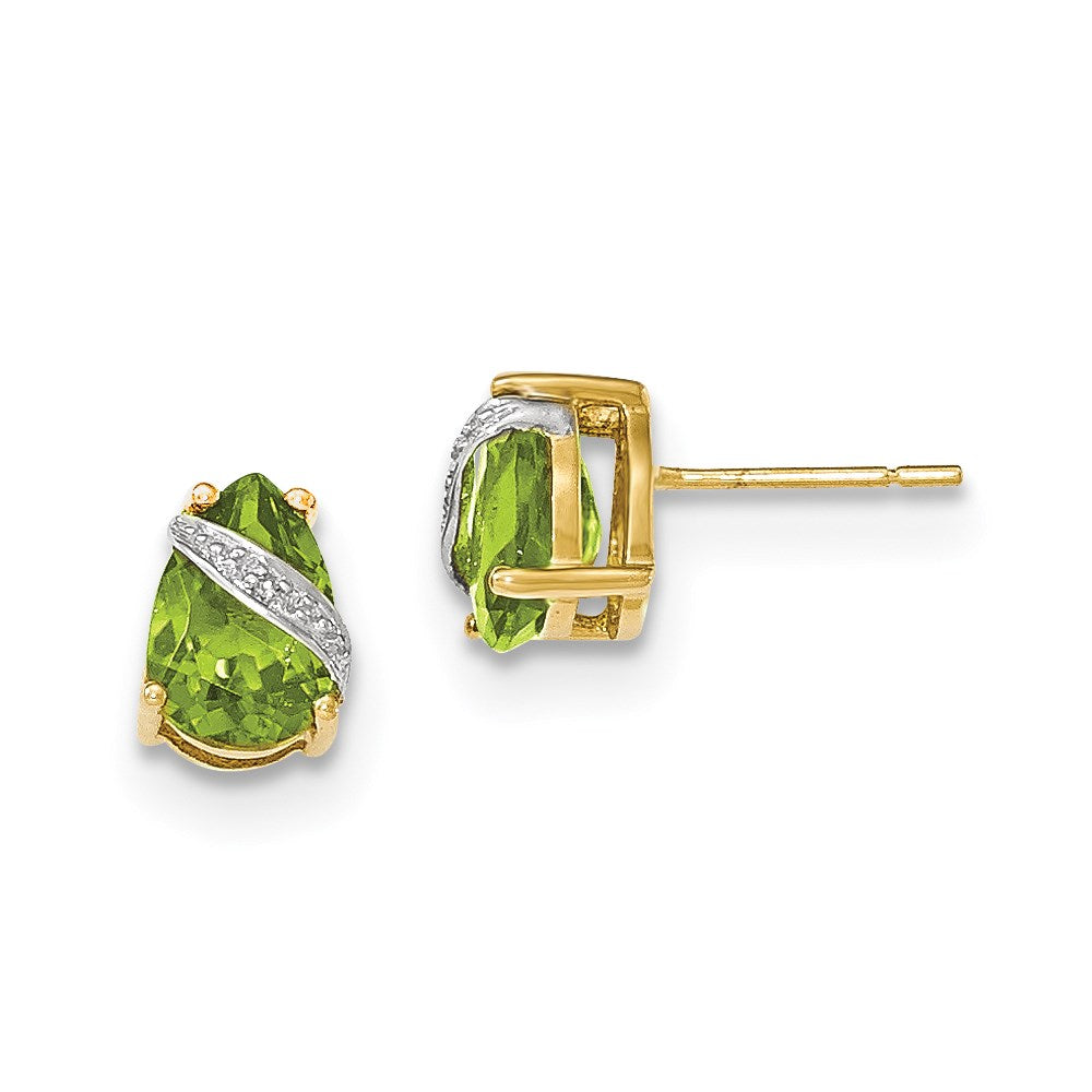 14K Gelbgold Peridot und Echt Diamant Ohrringe