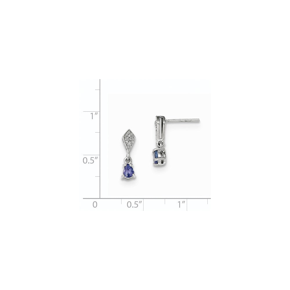 14K Weißgold Tansanit und Diamant Ohrringe