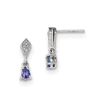 14K Weißgold Tansanit und Diamant Ohrringe