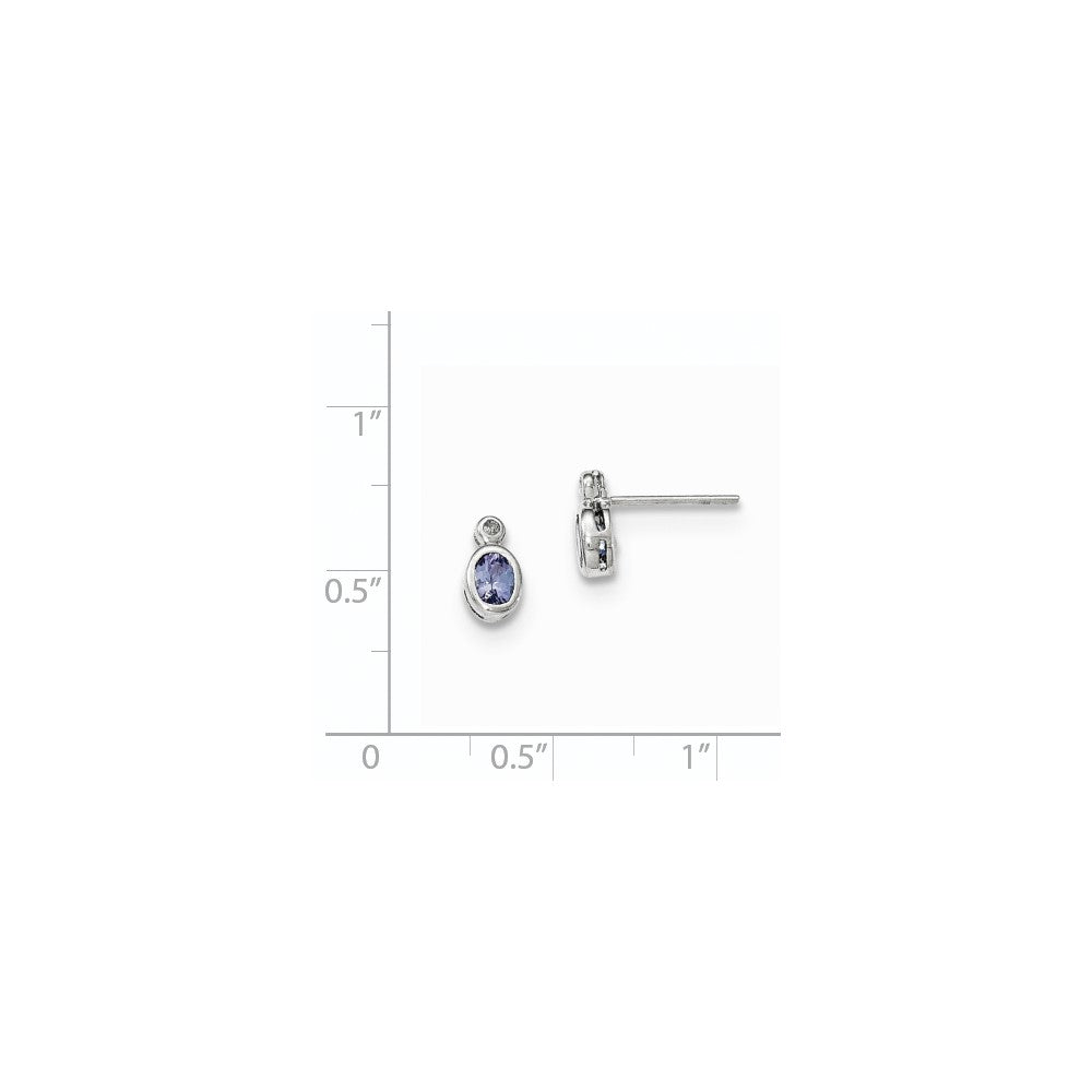 14K Weißgold Tansanit und Diamant Ohrringe