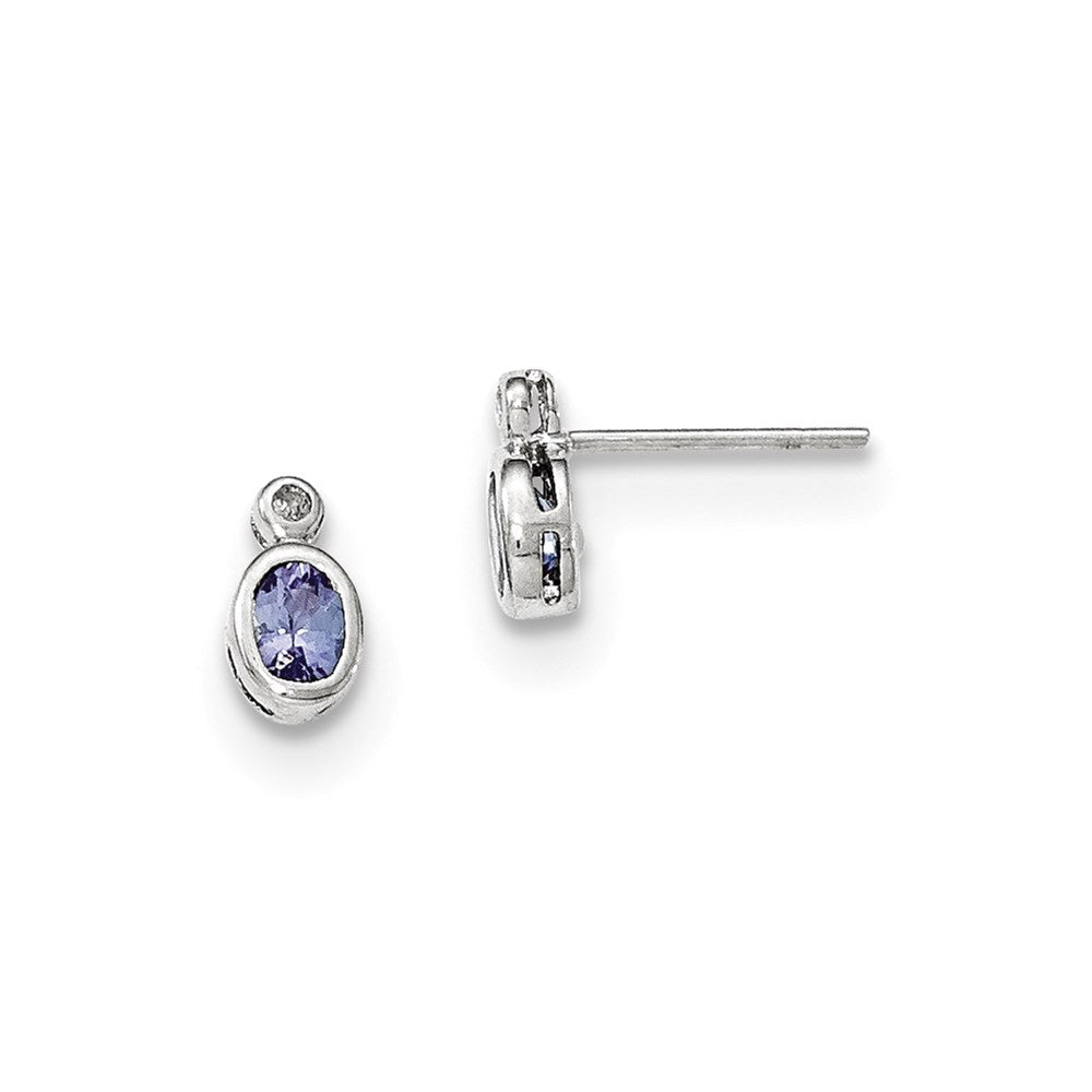 14K Weißgold Tansanit und Diamant Ohrringe