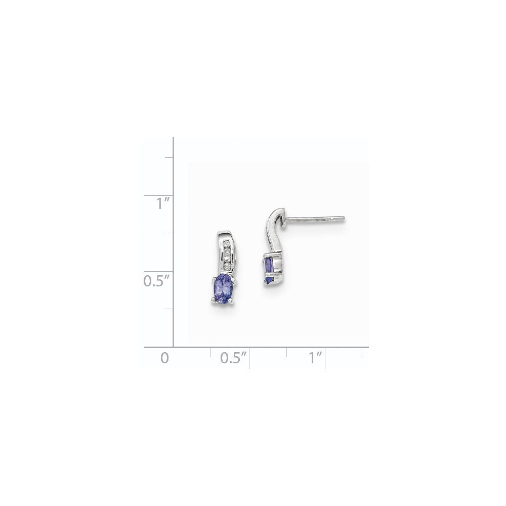 14K Weißgold Tansanit und Diamant Ohrringe