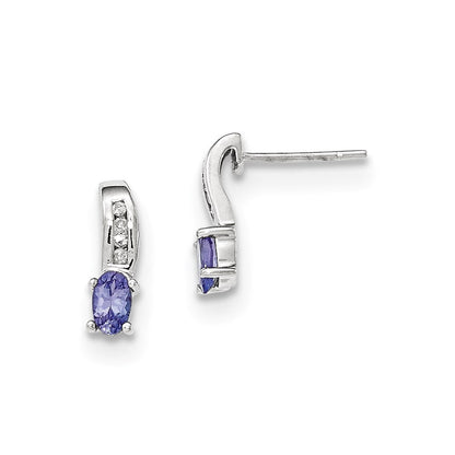 14K Weißgold Tansanit und Diamant Ohrringe