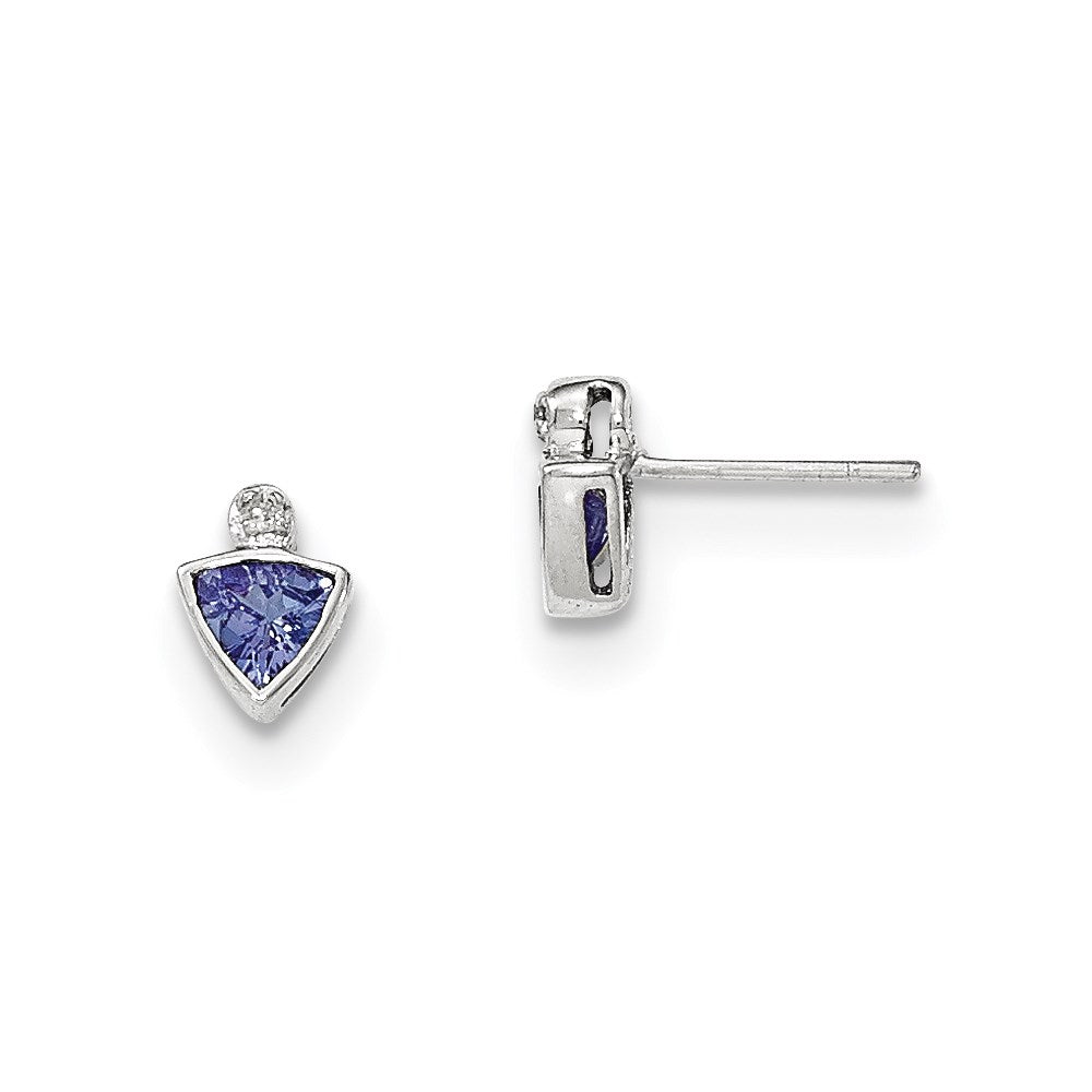 14K Weißgold Tansanit und Diamant Ohrringe