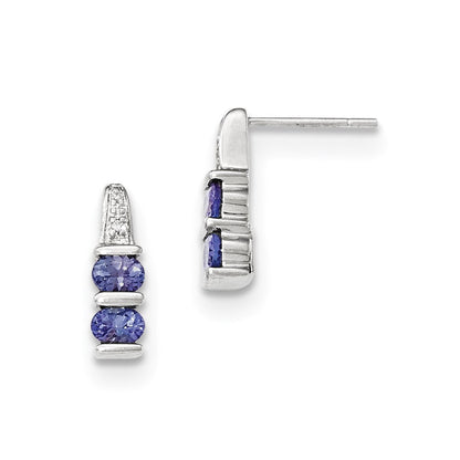 14K Weißgold Tansanit und Diamant Ohrringe