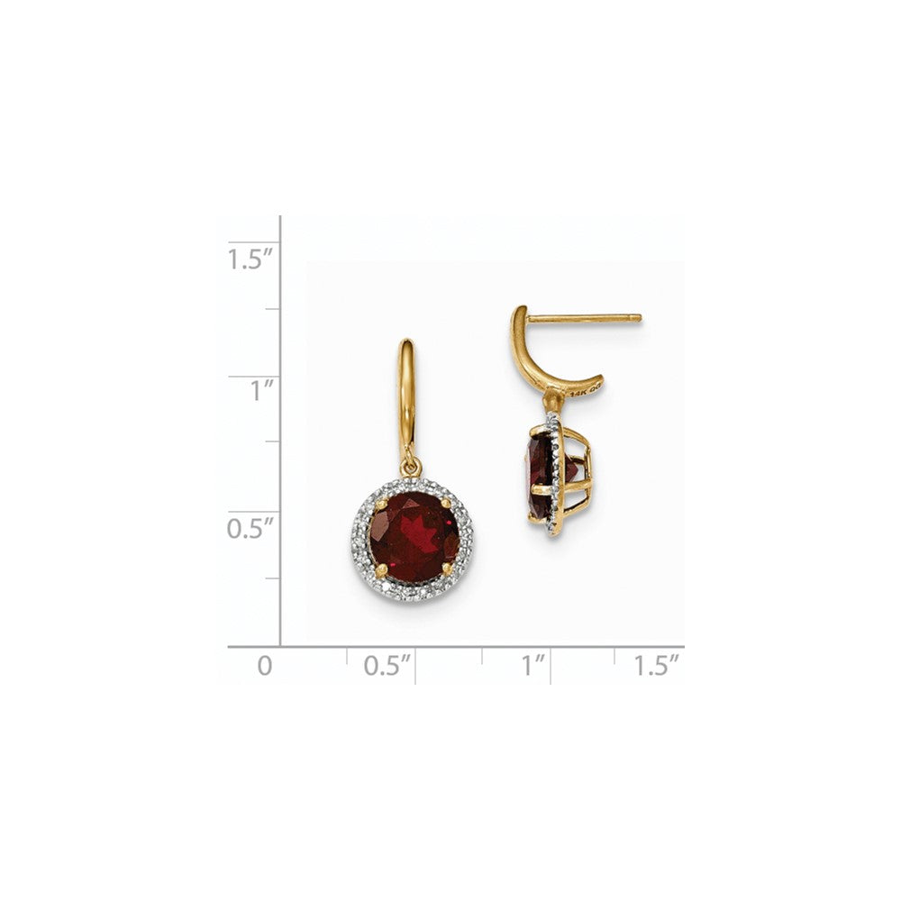 14K Gelbgold Granat mit Echt Diamant Heiligenschein Stecker Ohrhänger