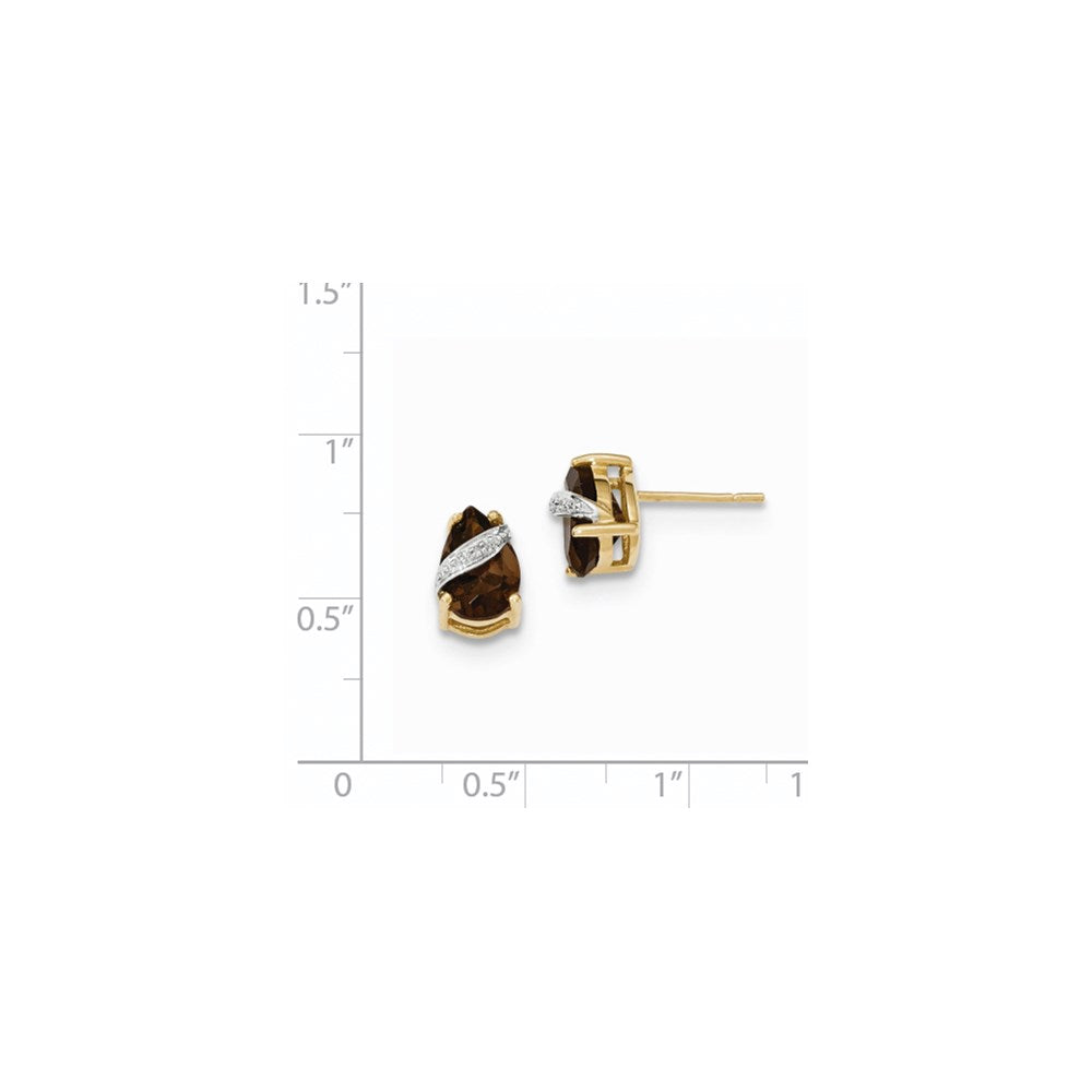 14K Smok Gelbgold Quarz und Echt Diamant Ohrstecker