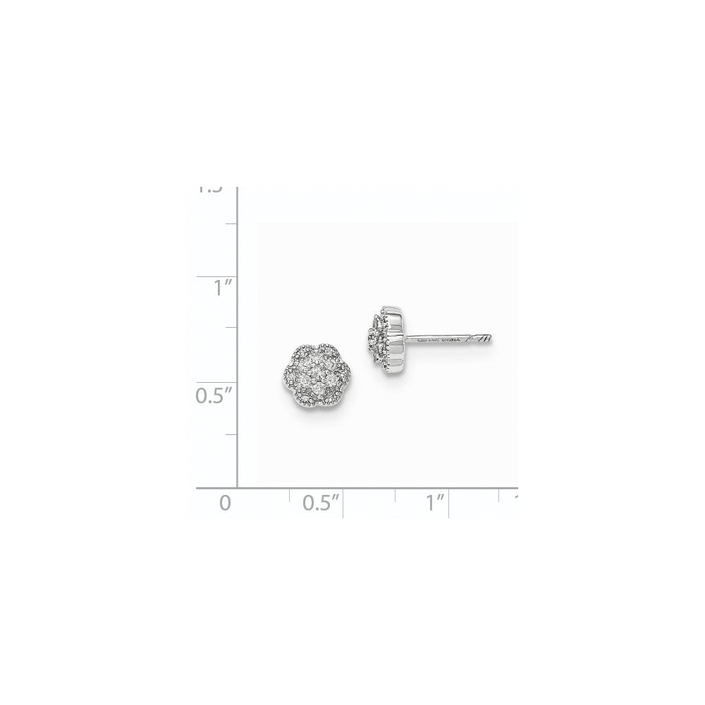 14K Weißgold Blüten-Ohrstecker mit echten Diamanten