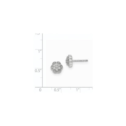 14K Weißgold Blüten-Ohrstecker mit echten Diamanten