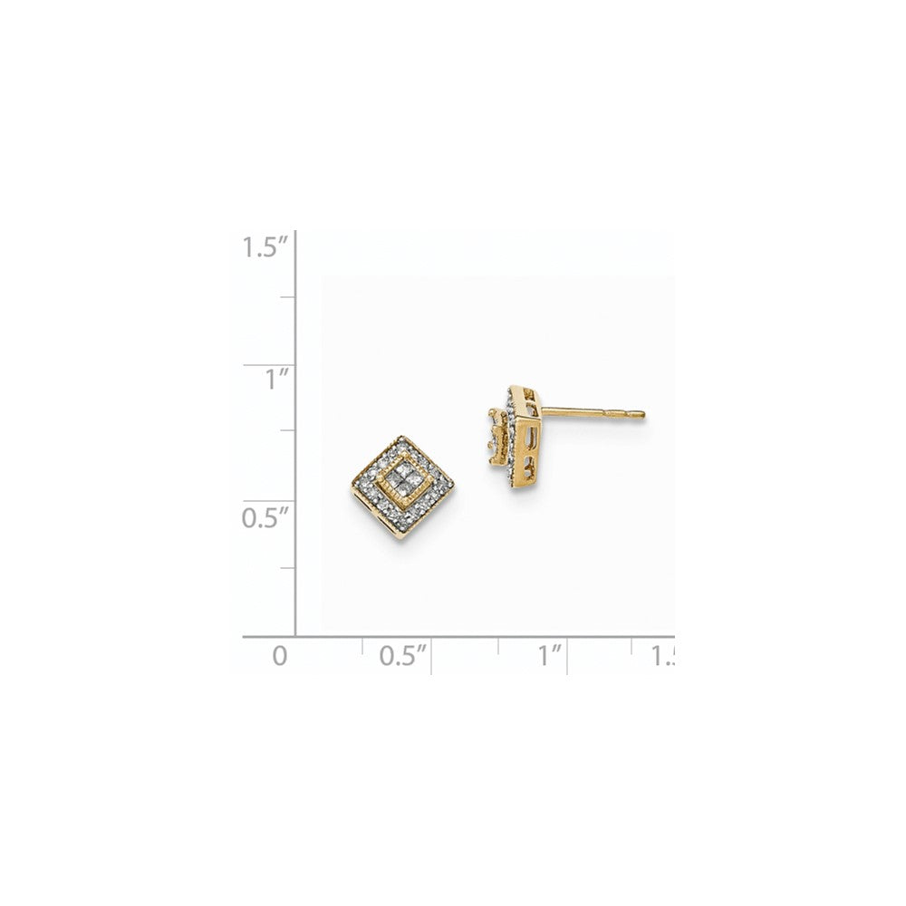 14K Gelbgold polierte Ohrstecker mit echten Diamanten