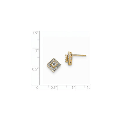 14K Gelbgold polierte Ohrstecker mit echten Diamanten