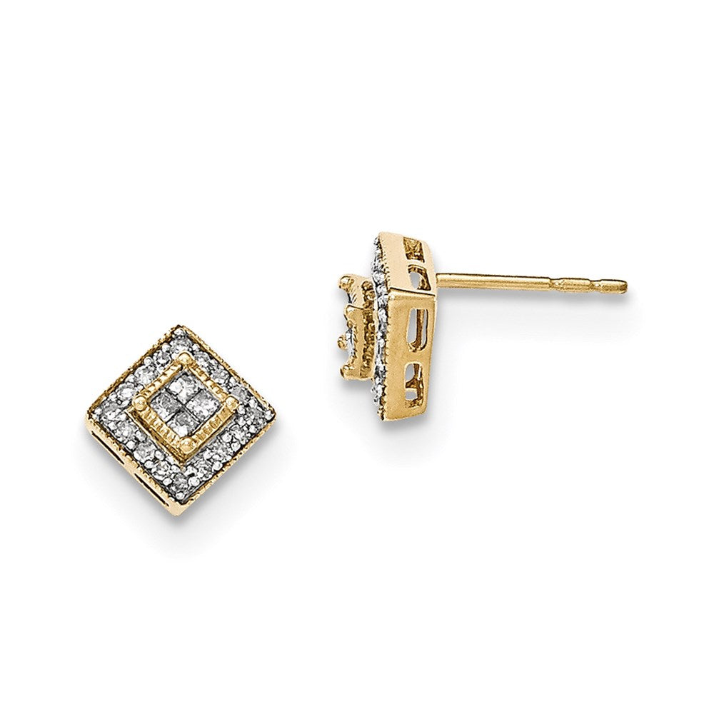 14K Gelbgold polierte Ohrstecker mit echten Diamanten