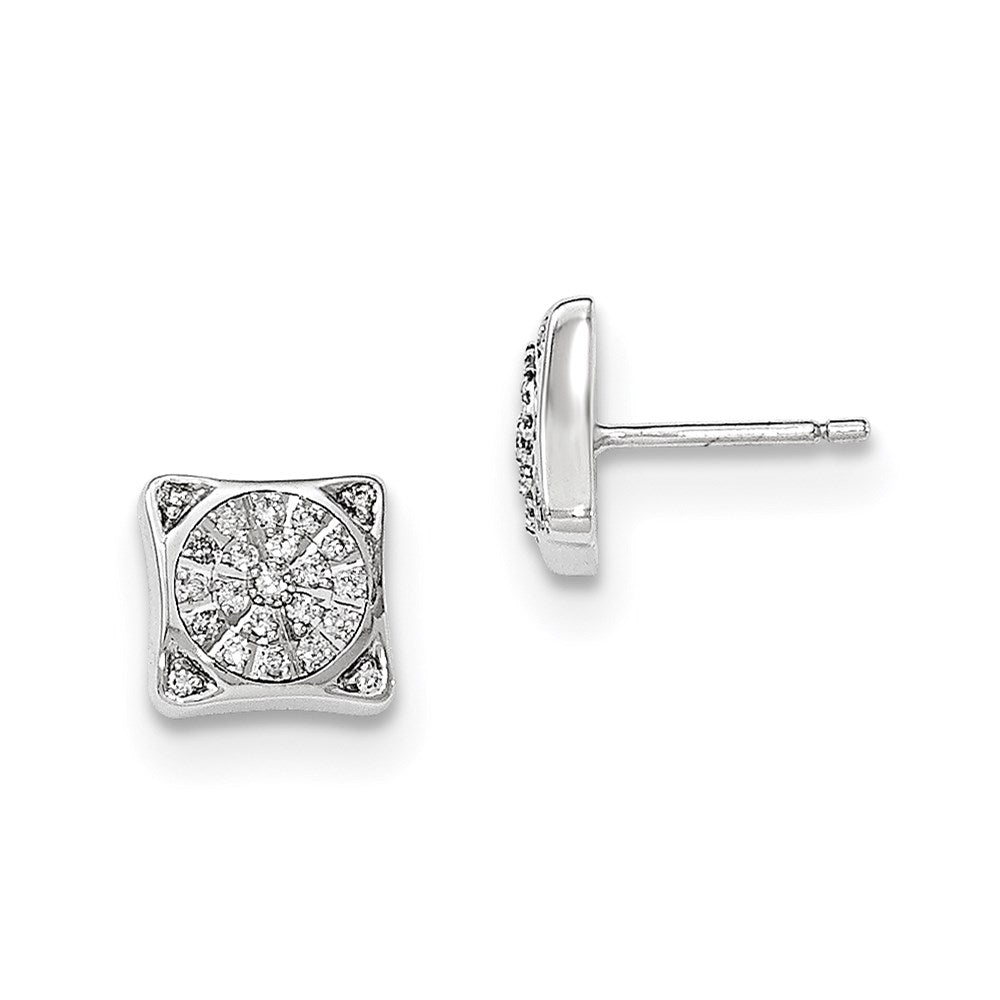 14K Weißgold Diamant-Ohrstecker rechteckig