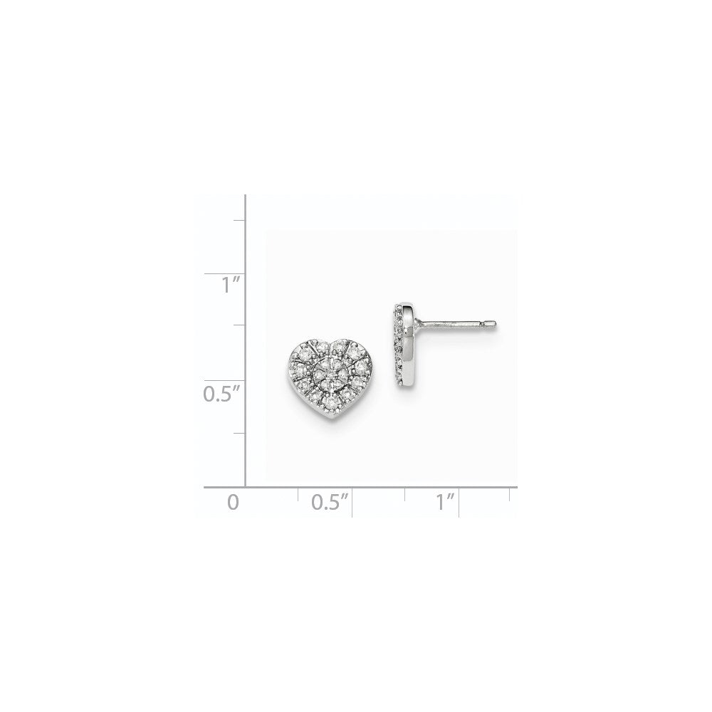 14K Weißgold Herz-Ohrstecker mit echten Diamanten