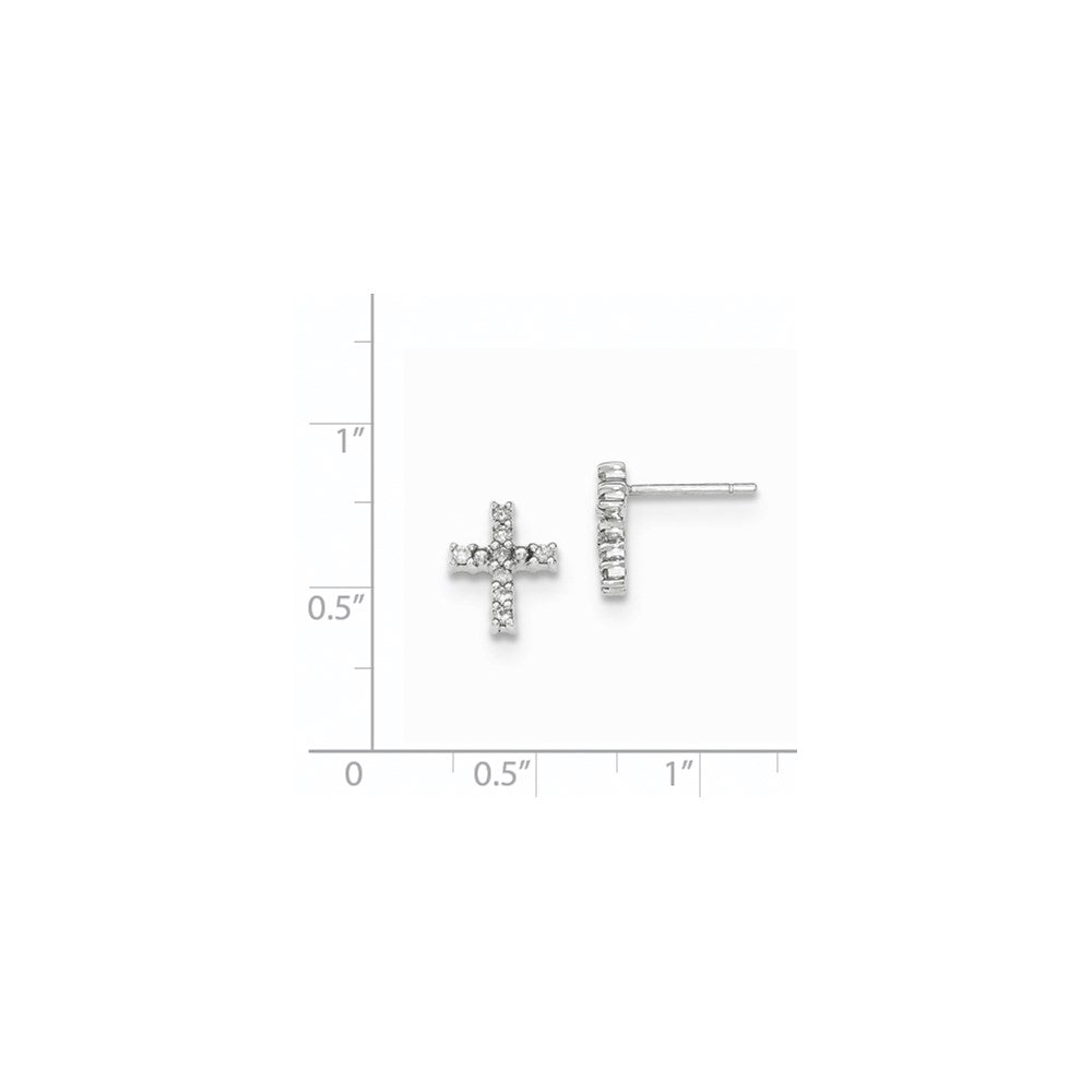 14K Weißgold Polierte Diamant-Kreuz-Ohrstecker