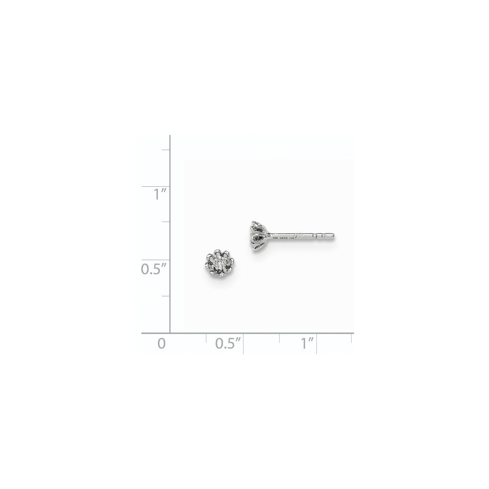 14K Weißgold Ohrstecker mit echten Diamanten in Blumendesign