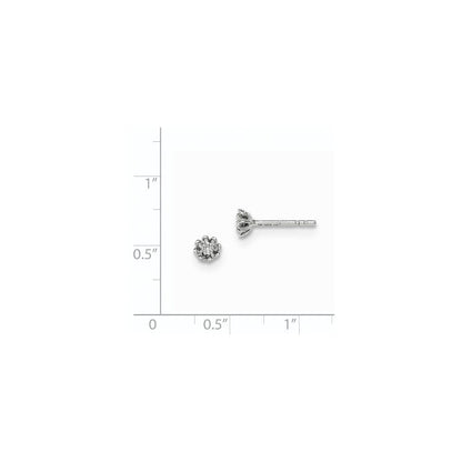 14K Weißgold Ohrstecker mit echten Diamanten in Blumendesign