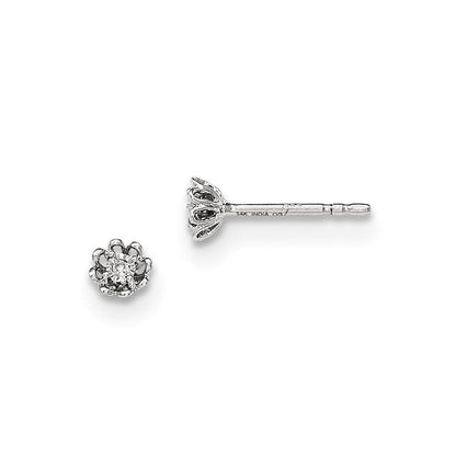 14K Weißgold Ohrstecker mit echten Diamanten in Blumendesign