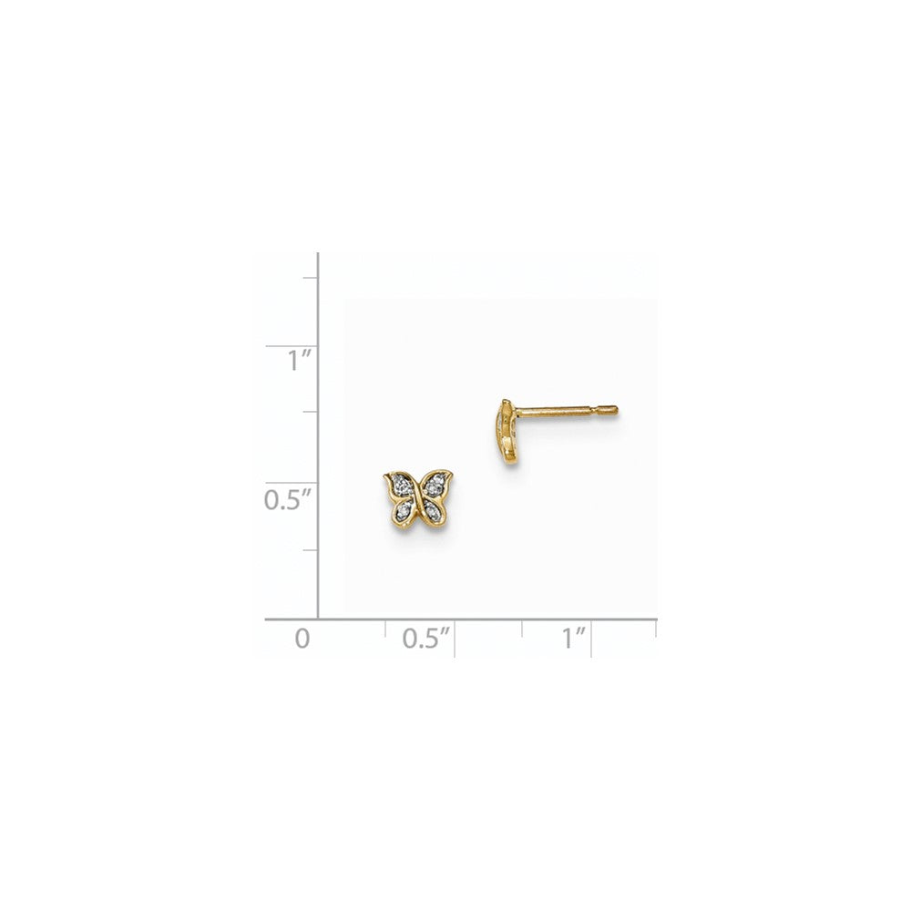 14K Gelbgold Ohrstecker Schmetterling mit echten Diamanten in Pavé-Fassung