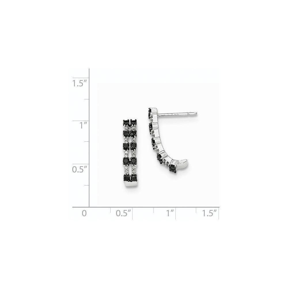 14K Weißgold Ohrstecker mit schwarzen und weißen echten Diamanten
