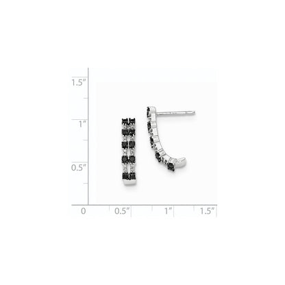 14K Weißgold Ohrstecker mit schwarzen und weißen echten Diamanten