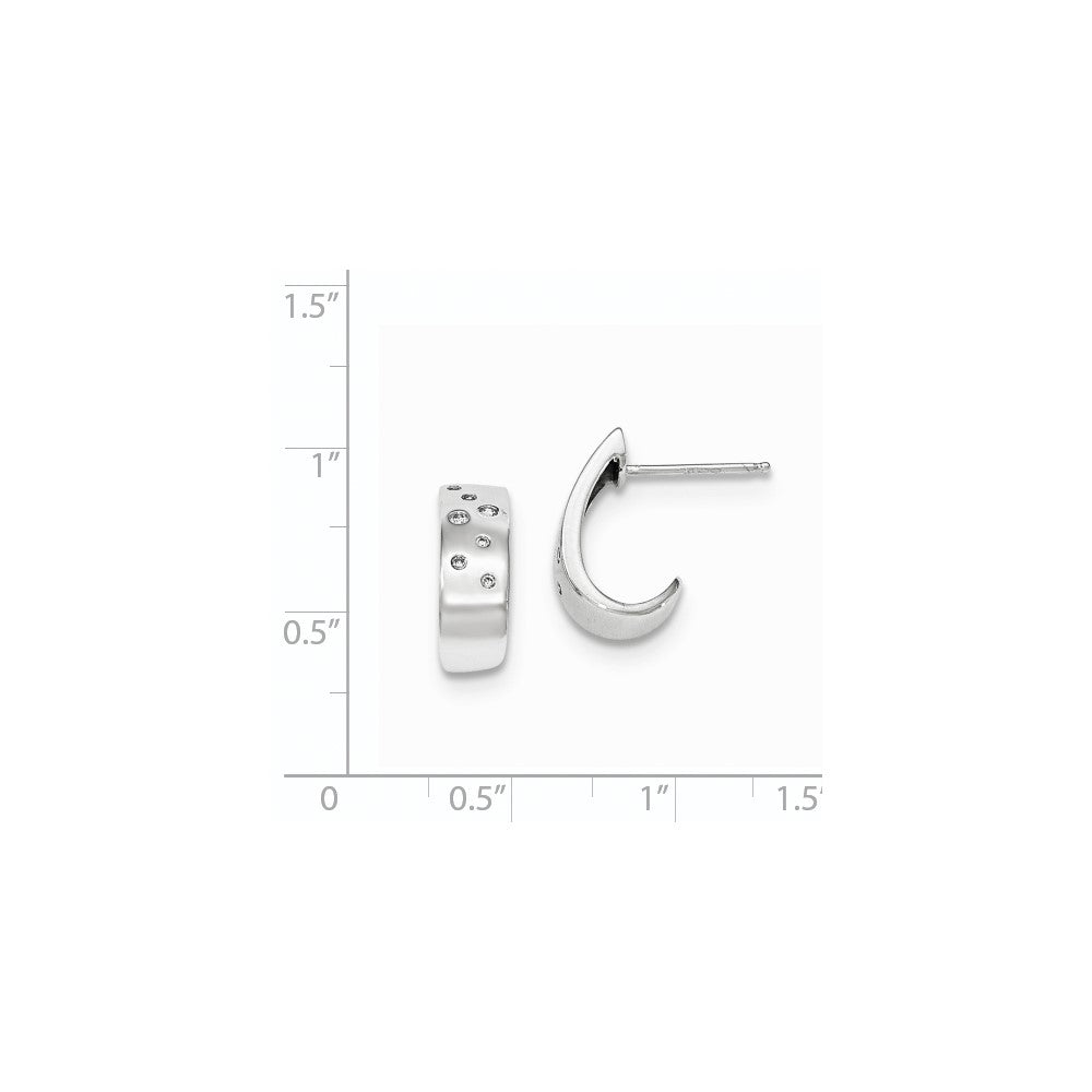 14K Weißgold Diamant-Creolen mit Ohrstecker-Verschluss