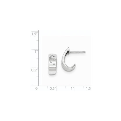 14K Weißgold Diamant-Creolen mit Ohrstecker-Verschluss
