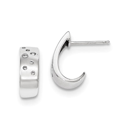14K Weißgold Diamant-Creolen mit Ohrstecker-Verschluss