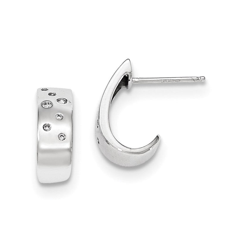 14K Weißgold Diamant-Creolen mit Ohrstecker-Verschluss