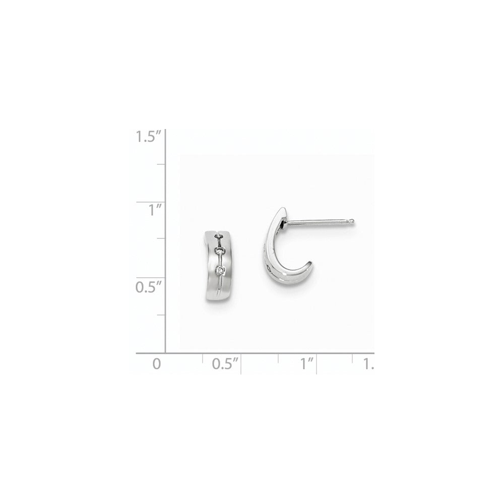 14K Weißgold Diamant-Huggie-Ohrstecker mit Pfosten