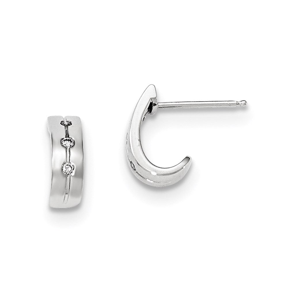 14K Weißgold Diamant-Huggie-Ohrstecker mit Pfosten