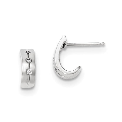 14K Weißgold Diamant-Huggie-Ohrstecker mit Pfosten